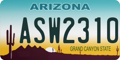 AZ license plate ASW2310