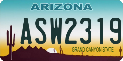 AZ license plate ASW2319