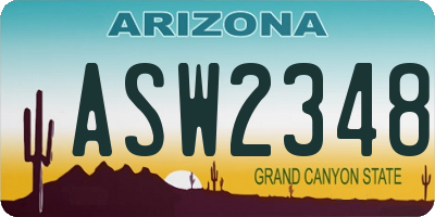 AZ license plate ASW2348