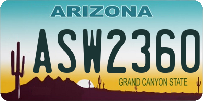 AZ license plate ASW2360