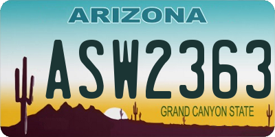 AZ license plate ASW2363