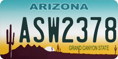 AZ license plate ASW2378