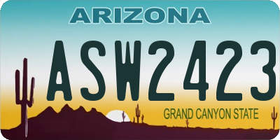 AZ license plate ASW2423