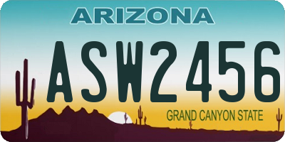 AZ license plate ASW2456