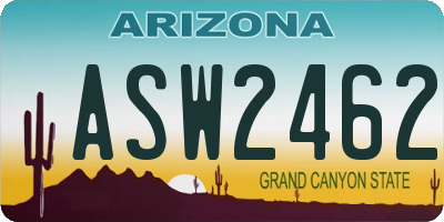 AZ license plate ASW2462