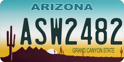 AZ license plate ASW2482