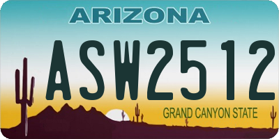 AZ license plate ASW2512