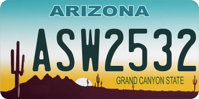 AZ license plate ASW2532