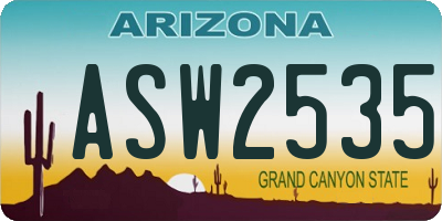 AZ license plate ASW2535