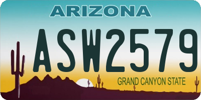 AZ license plate ASW2579