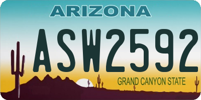 AZ license plate ASW2592