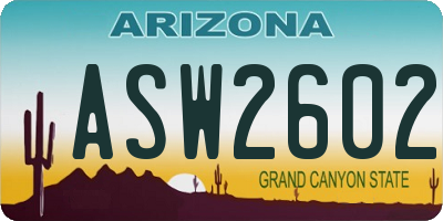 AZ license plate ASW2602