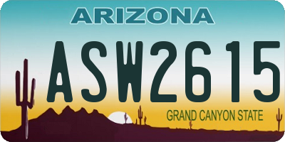AZ license plate ASW2615