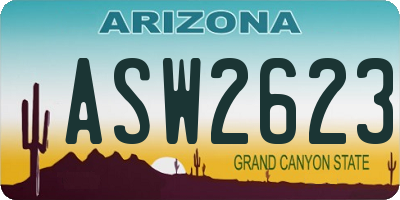 AZ license plate ASW2623