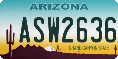 AZ license plate ASW2636