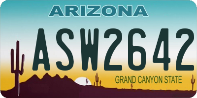 AZ license plate ASW2642