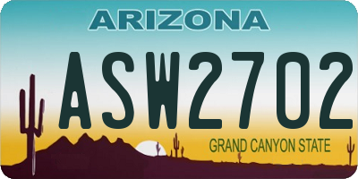 AZ license plate ASW2702