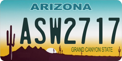 AZ license plate ASW2717