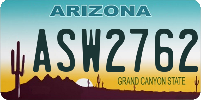 AZ license plate ASW2762
