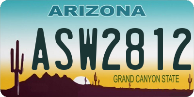 AZ license plate ASW2812