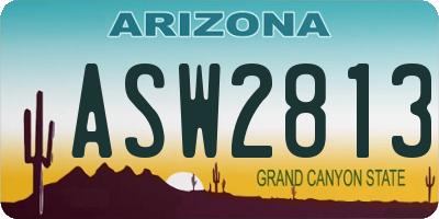 AZ license plate ASW2813