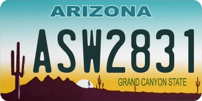 AZ license plate ASW2831