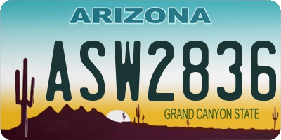 AZ license plate ASW2836