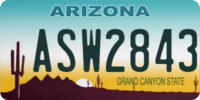 AZ license plate ASW2843