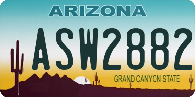 AZ license plate ASW2882