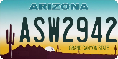 AZ license plate ASW2942