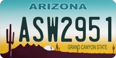 AZ license plate ASW2951