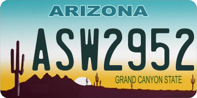 AZ license plate ASW2952