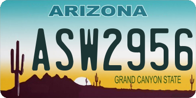 AZ license plate ASW2956