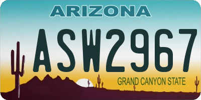 AZ license plate ASW2967