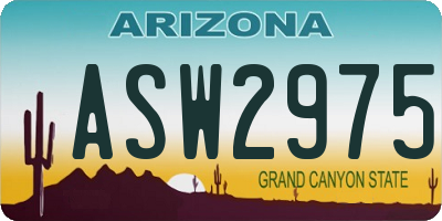 AZ license plate ASW2975