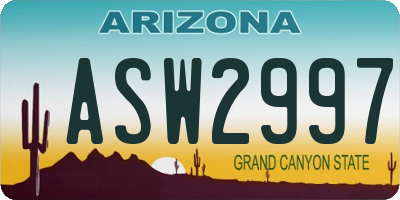 AZ license plate ASW2997