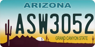 AZ license plate ASW3052