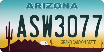 AZ license plate ASW3077