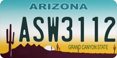 AZ license plate ASW3112