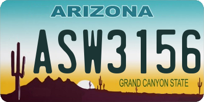 AZ license plate ASW3156