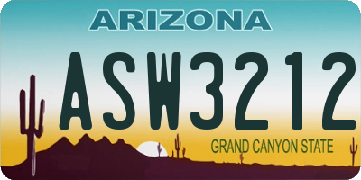 AZ license plate ASW3212
