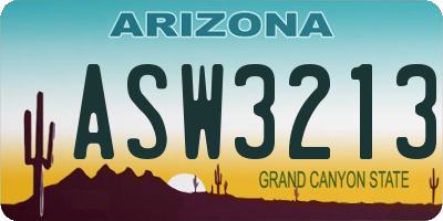 AZ license plate ASW3213