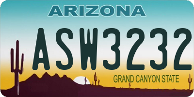 AZ license plate ASW3232