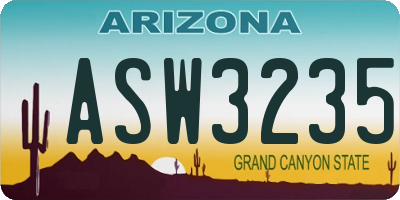 AZ license plate ASW3235