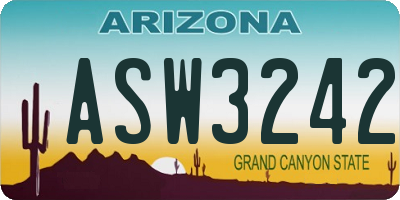 AZ license plate ASW3242