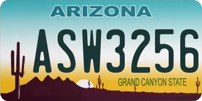 AZ license plate ASW3256