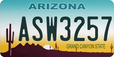 AZ license plate ASW3257