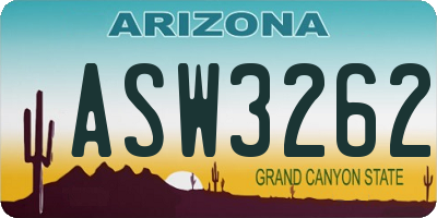 AZ license plate ASW3262