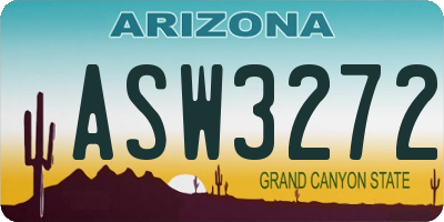 AZ license plate ASW3272