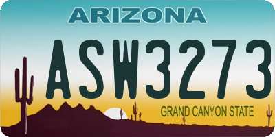 AZ license plate ASW3273